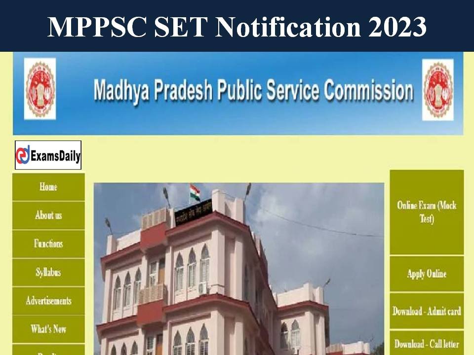 MPPSC SET Notification 2023